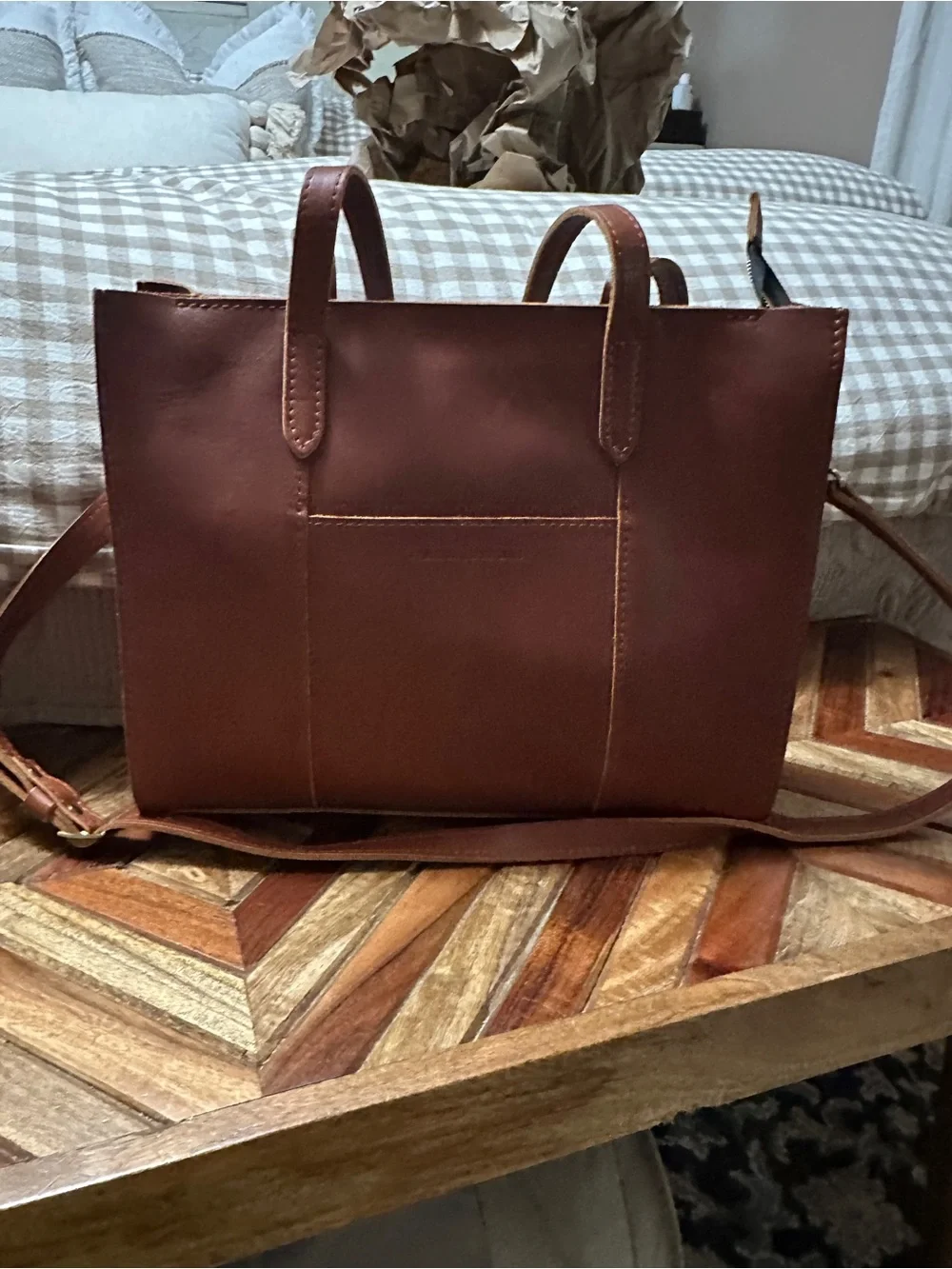 Portland Leather Lola East West  Leather Tote with Crossbody Strap